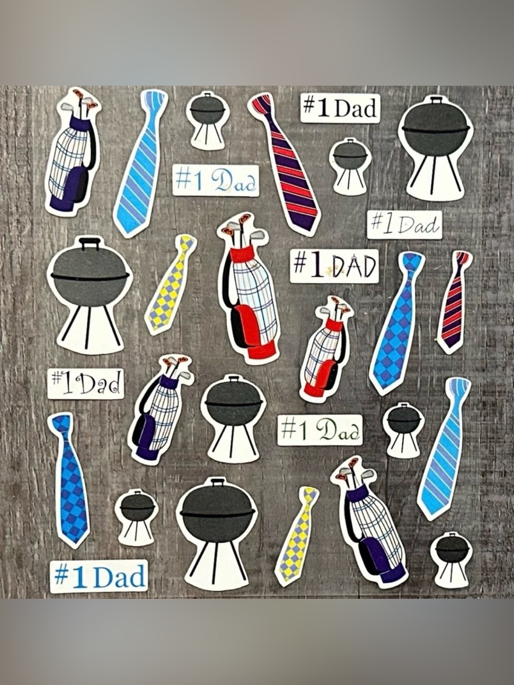 💞 New #1 Dad, Tie, & BBQ Father’s Day Scrapbook Craft Stickers